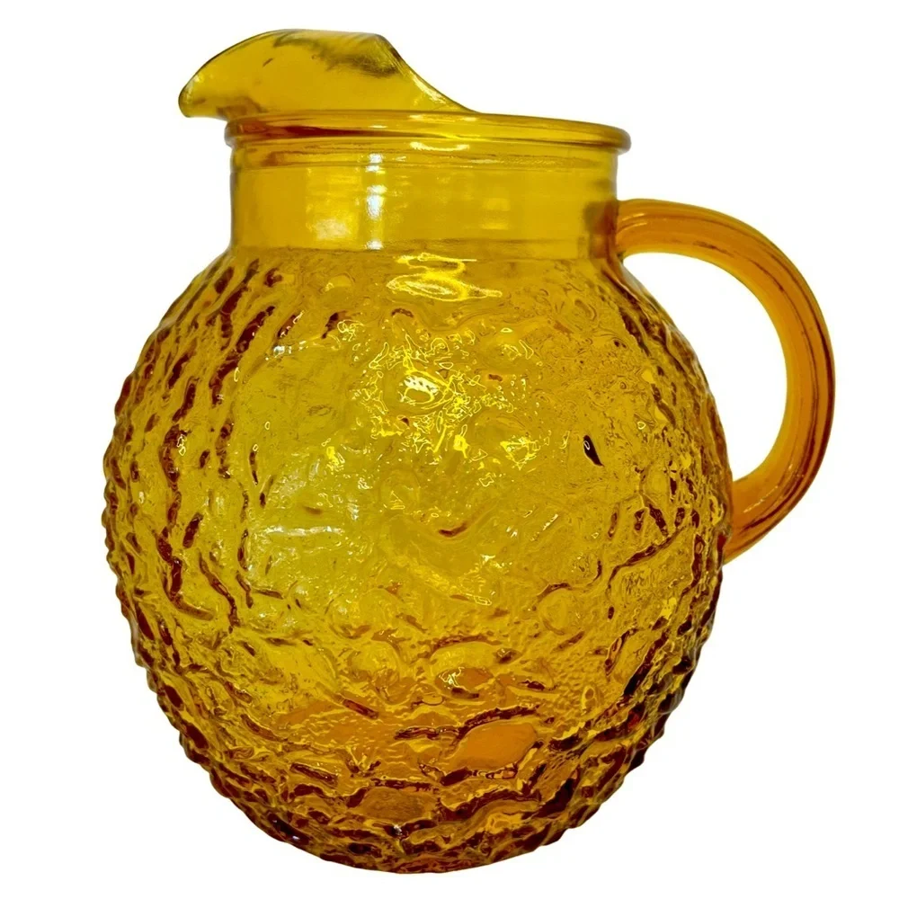 Vintage Anchor Hocking Lido Amber Glass Pitcher
